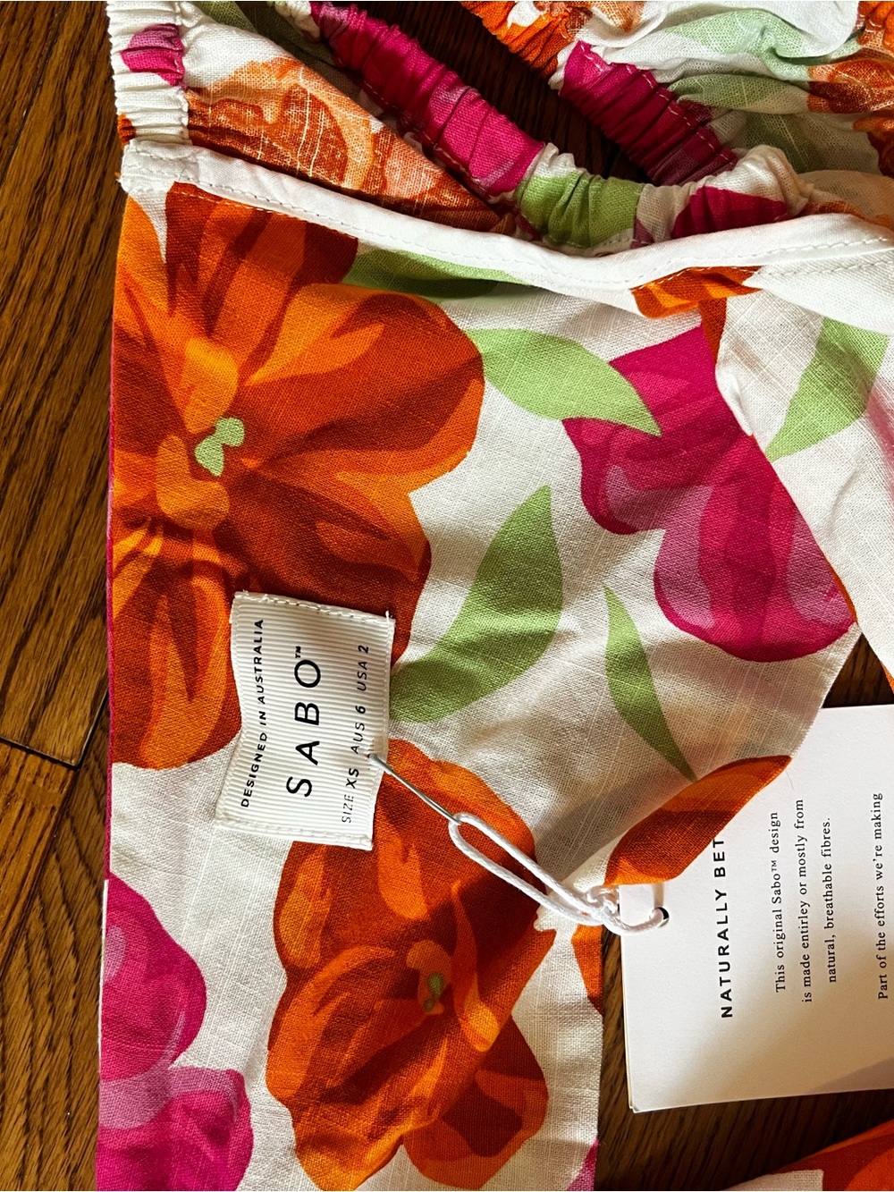 Floral Tie-Back Midi Dress in White with Pink & Orange Blooms - Picture 5 of 5